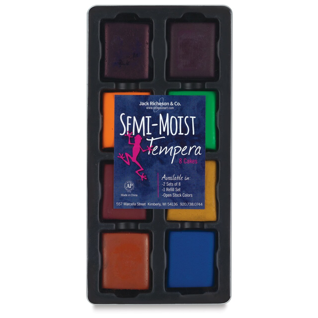 Richeson Semi-Moist Tempera Cake - 8 Color Secondary Set w/Tray